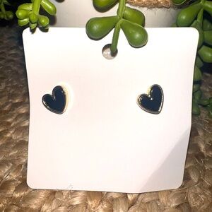 Black Heart Gold Color Heart Stud Earrings Valentines Day Love